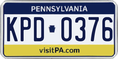 PA license plate KPD0376