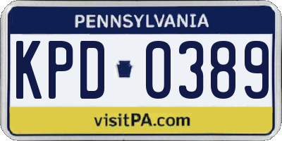 PA license plate KPD0389