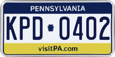 PA license plate KPD0402