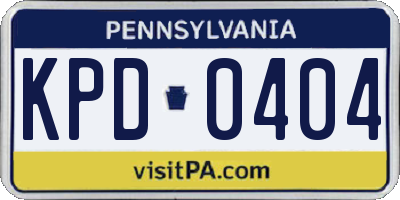 PA license plate KPD0404