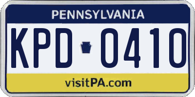 PA license plate KPD0410