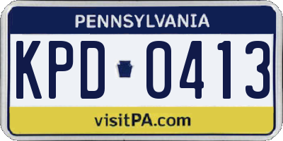 PA license plate KPD0413