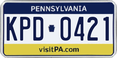 PA license plate KPD0421