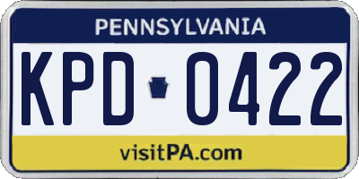 PA license plate KPD0422