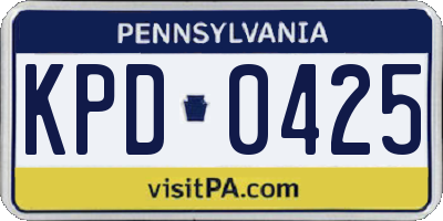 PA license plate KPD0425