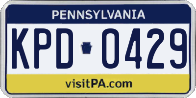 PA license plate KPD0429