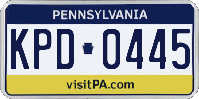 PA license plate KPD0445