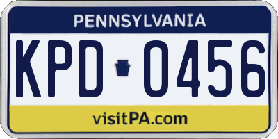 PA license plate KPD0456