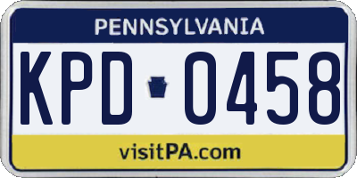 PA license plate KPD0458