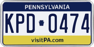 PA license plate KPD0474