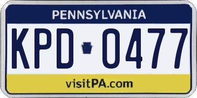 PA license plate KPD0477