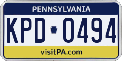 PA license plate KPD0494