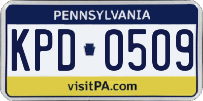 PA license plate KPD0509