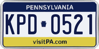 PA license plate KPD0521