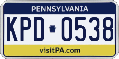 PA license plate KPD0538