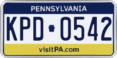 PA license plate KPD0542
