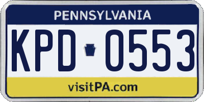 PA license plate KPD0553