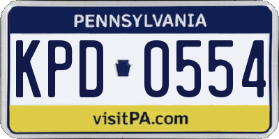 PA license plate KPD0554