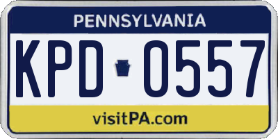 PA license plate KPD0557