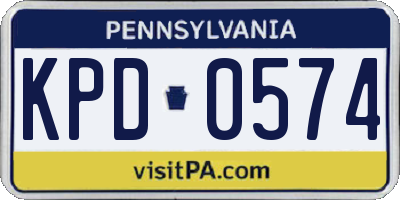 PA license plate KPD0574