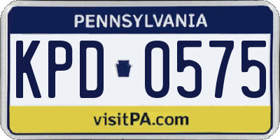 PA license plate KPD0575