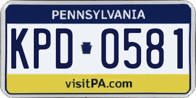 PA license plate KPD0581