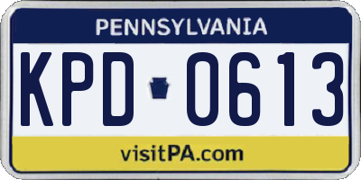 PA license plate KPD0613