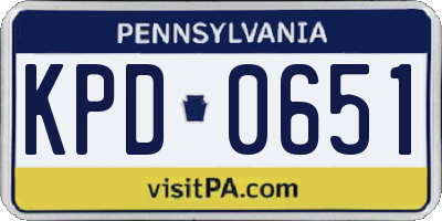 PA license plate KPD0651