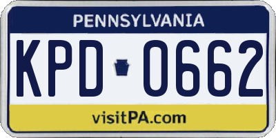PA license plate KPD0662