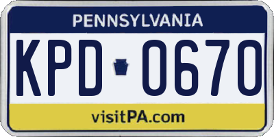 PA license plate KPD0670