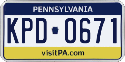 PA license plate KPD0671