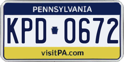PA license plate KPD0672