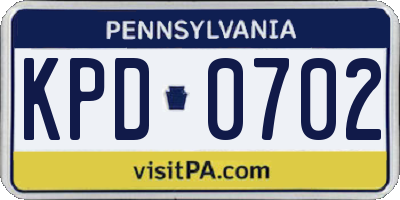 PA license plate KPD0702
