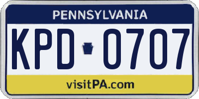PA license plate KPD0707