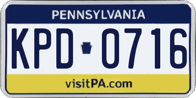 PA license plate KPD0716
