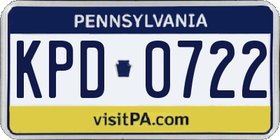 PA license plate KPD0722