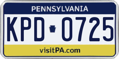 PA license plate KPD0725