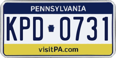 PA license plate KPD0731