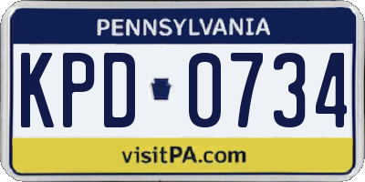 PA license plate KPD0734