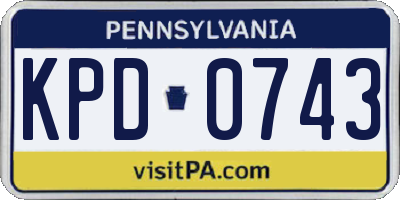 PA license plate KPD0743