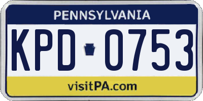PA license plate KPD0753