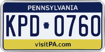 PA license plate KPD0760