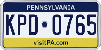 PA license plate KPD0765