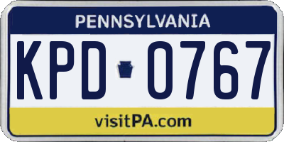 PA license plate KPD0767