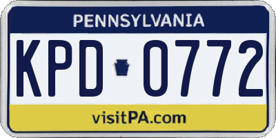 PA license plate KPD0772
