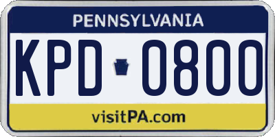 PA license plate KPD0800