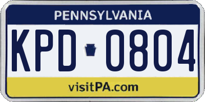 PA license plate KPD0804