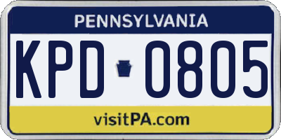 PA license plate KPD0805