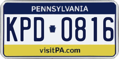 PA license plate KPD0816