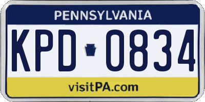 PA license plate KPD0834